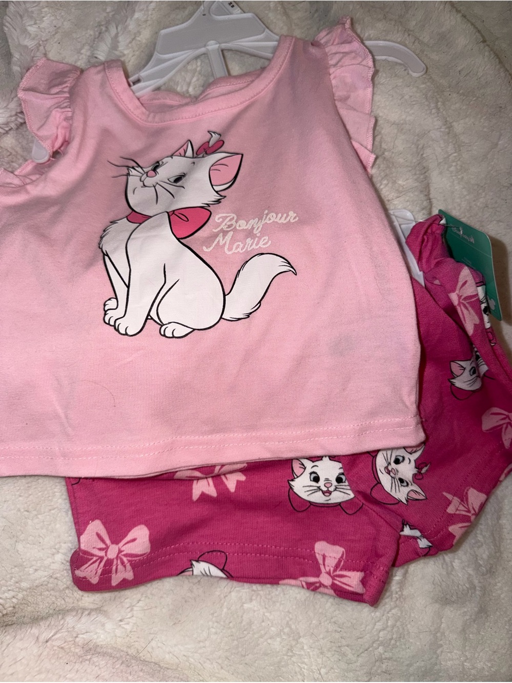 Baby Girl Disney Pink Bonjour Marie Two-Piece short  Set 24m NWT